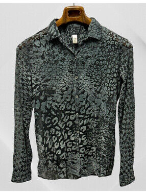 Massimo Alba Leopard Top Blouse Shirt Velvet Lace Print Silk blend S Small